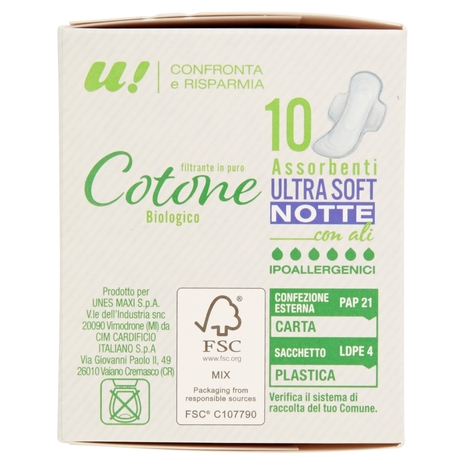 ASSORBENTI ULTRA SOFT NOTTE in Cotone Biologico U! Confronta e Risparmia